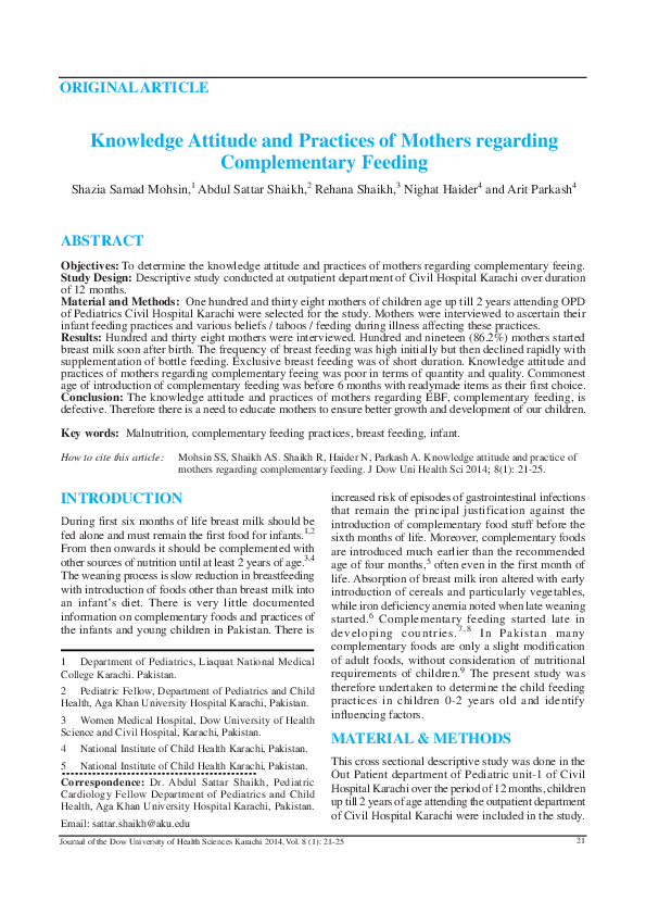 (PDF) Knowledge attitude and practices of mothers regarding ...