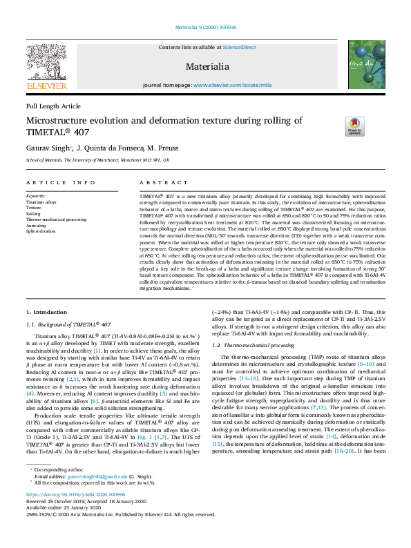 (PDF) Microstructure evolution and deformation texture during rolling ...