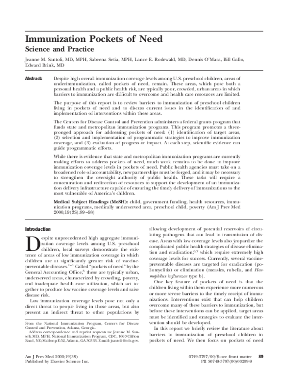 (PDF) Immunization pockets of needScience and practice