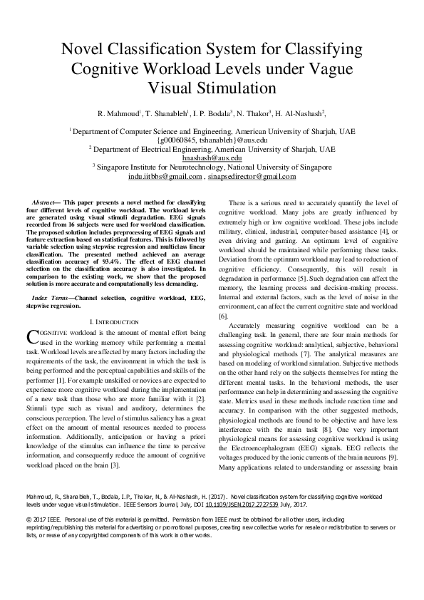 (PDF) Novel Classification System for Classifying Cognitive Workload ...