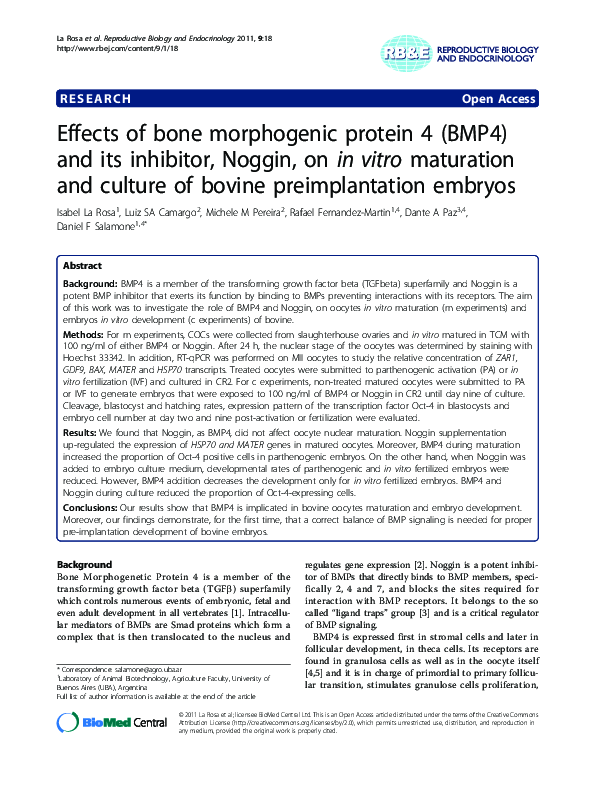 (PDF) 106 Effects of Bone Morphogenetic Protein 4 (BMP4) and Its ...