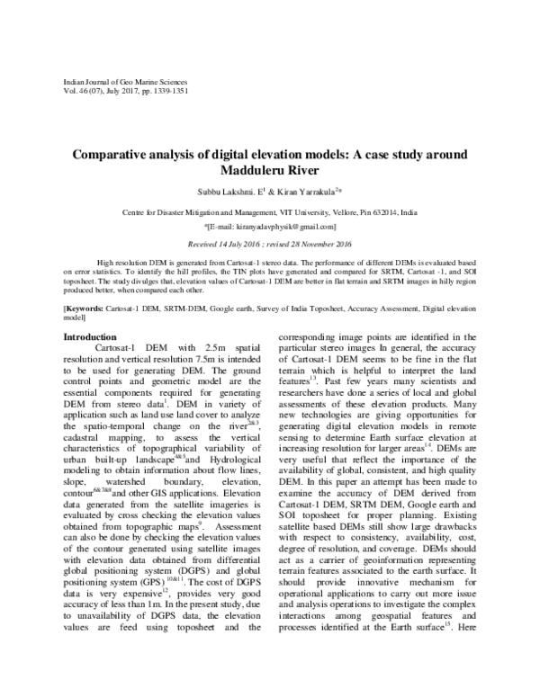 (PDF) Comparative analysis of digital elevation models A case study