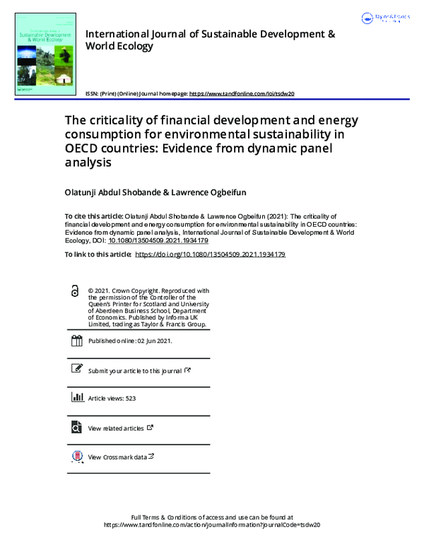 (PDF) The criticality of financial development and energy consumption ...
