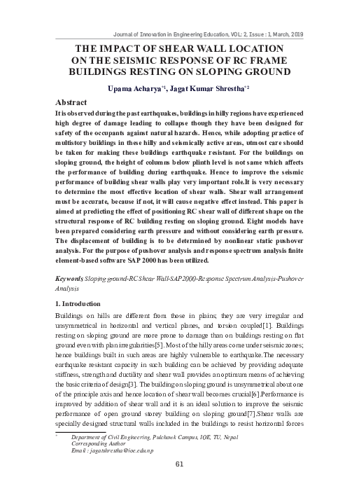 (PDF) The impact of shear wall location on the seismic response of RC ...