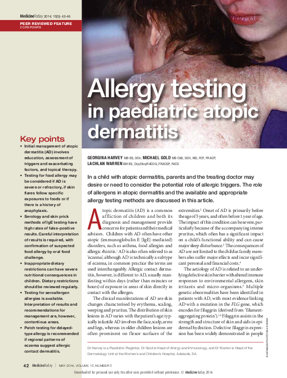 (PDF) Allergy testing in paediatric atopic dermatitis