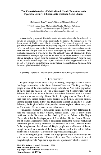 (PDF) The Value Orientation of Multicultural Islamic Education in the ...