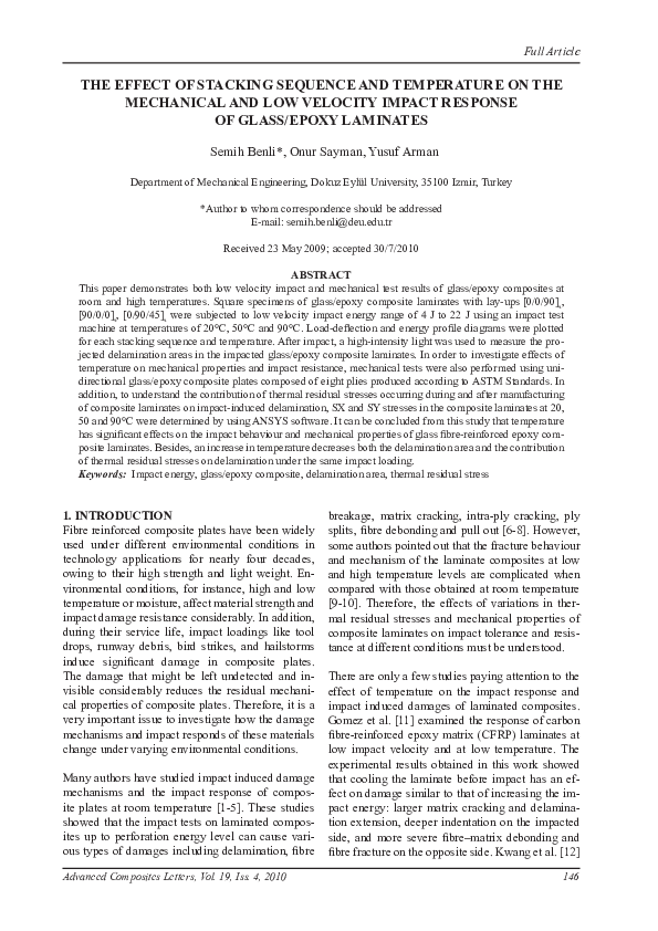 (PDF) The Effect of Stacking Sequence and Temperature on the Mechanical ...