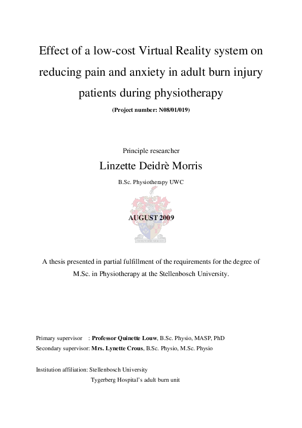(PDF) Effect of a low-cost virtual reality system on reducing pain and ...
