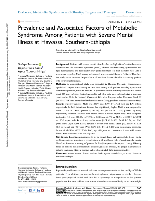 (PDF) Prevalence and Associated Factors of Metabolic Syndrome Among ...