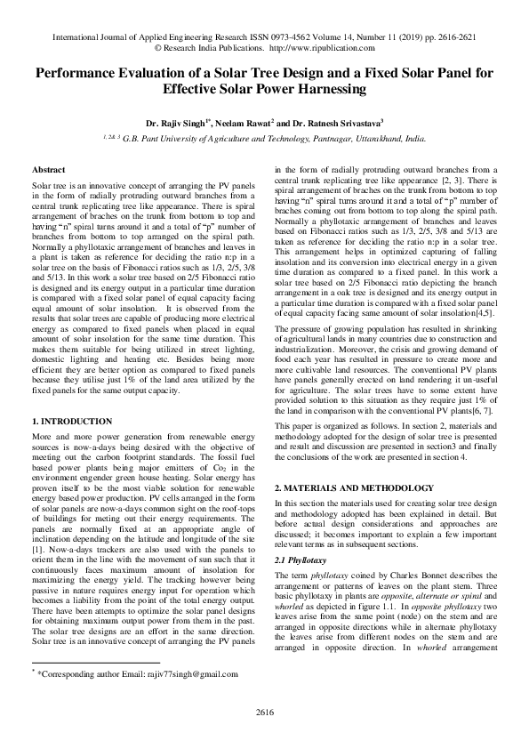 (PDF) Performance Evaluation of a Solar Tree Design and a Fixed Solar ...