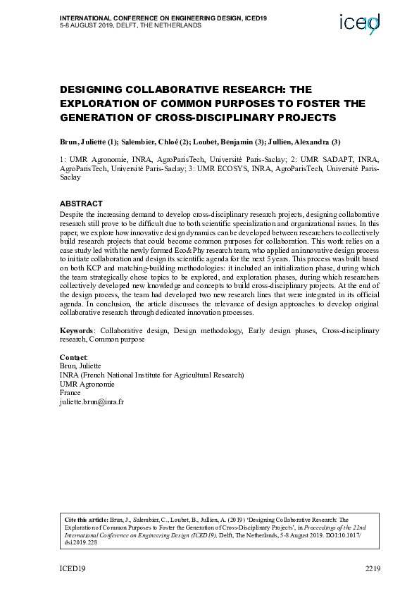 (PDF) Designing Collaborative Research: The Exploration of Common ...
