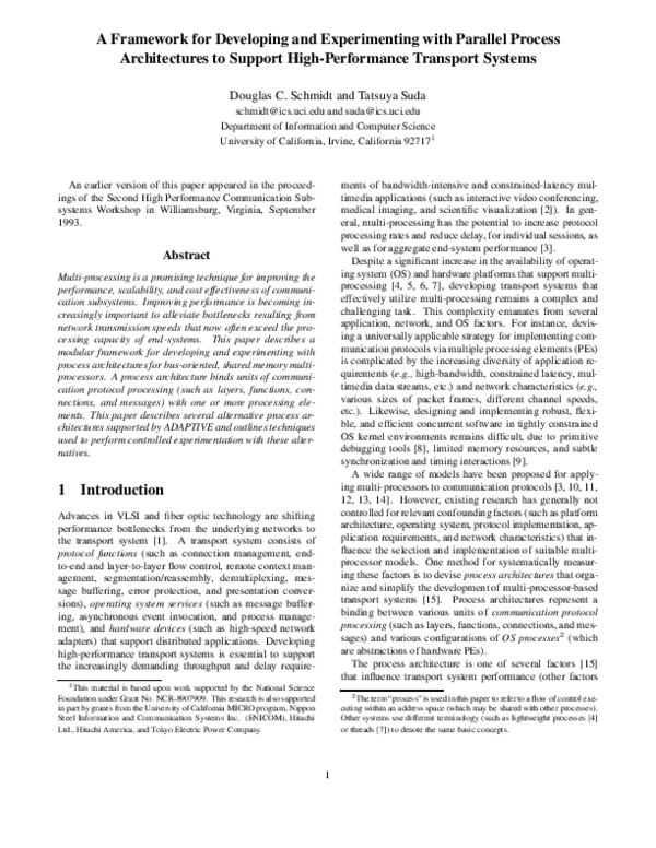 (PDF) A Framework for Developing and Experimenting with Parallel ...