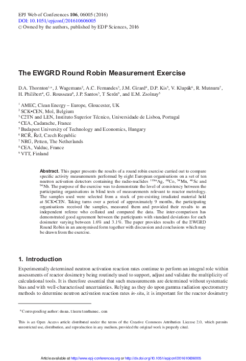 (PDF) The EWGRD Round Robin Measurement Exercise