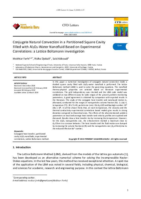 (PDF) Conjugate Natural Convection in a Partitioned Square Cavity ...