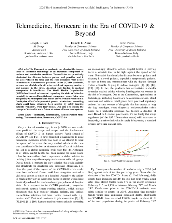 (PDF) Telemedicine, Homecare in the Era of COVID-19 & Beyond