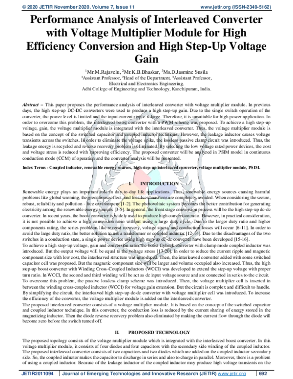 (PDF) Performance Analysis of Interleaved Converter with Voltage ...