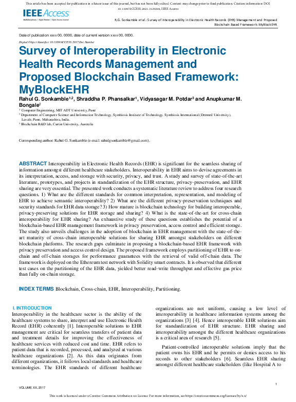 (PDF) Survey of Interoperability in Electronic Health Records ...