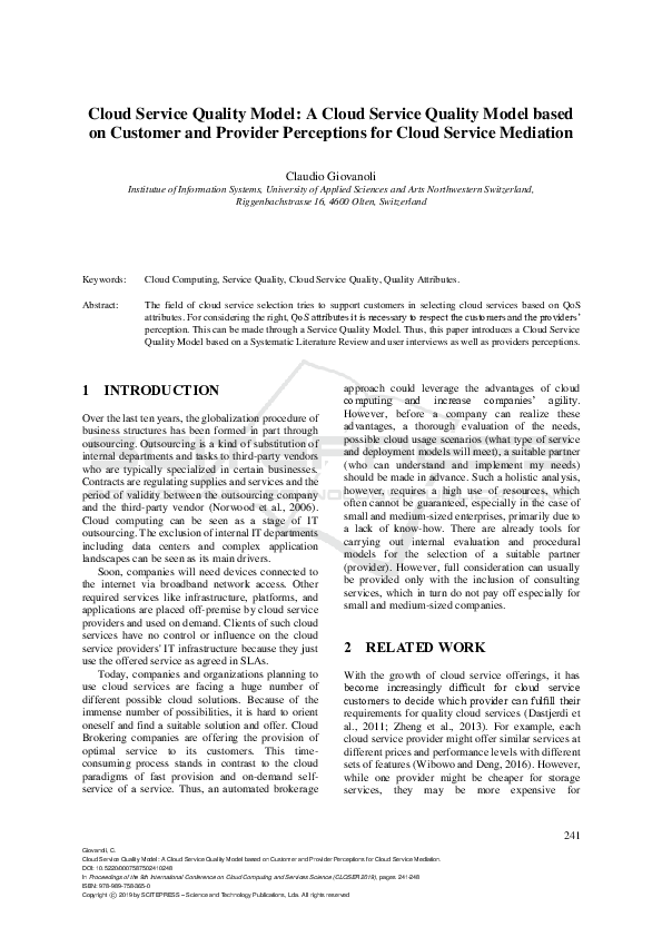 (PDF) Cloud Service Quality Model: A Cloud Service Quality Model based ...
