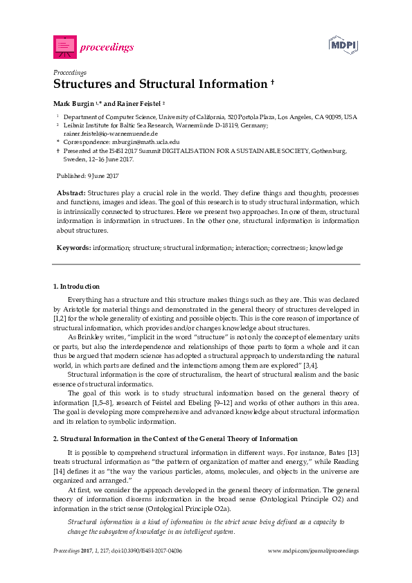 (PDF) Structures and Structural Information