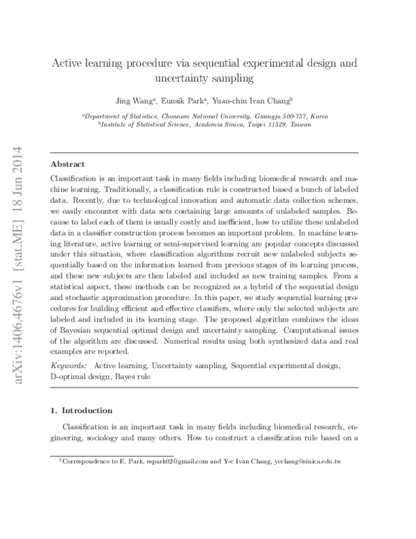 (PDF) Active Learning Via Sequential Design and Uncertainty Sampling