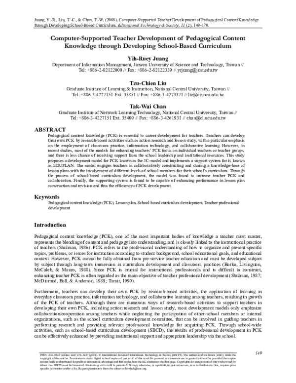 (PDF) Computer-Supported Teacher Development of Pedagogical Content ...
