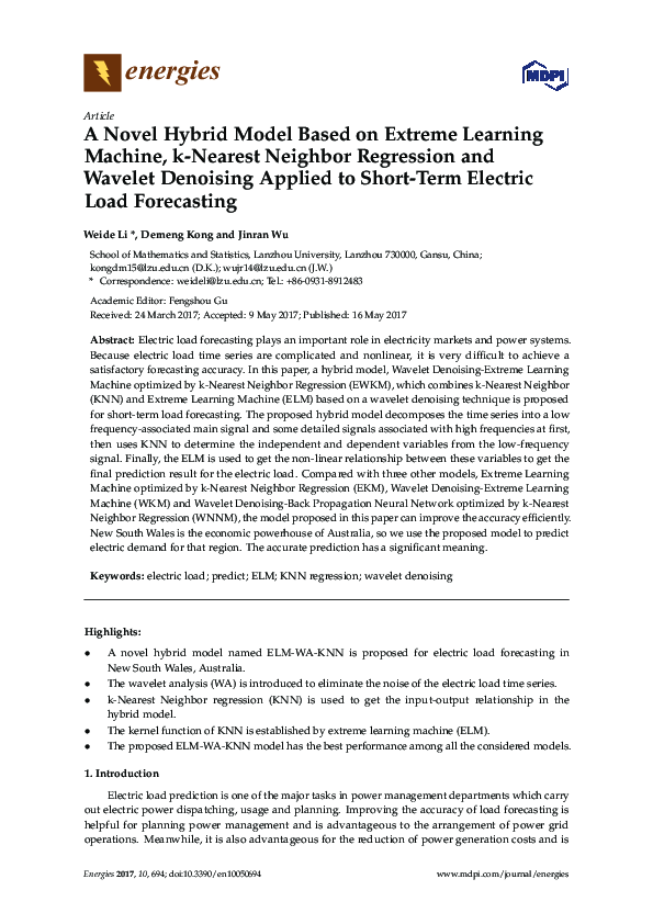 (PDF) Hybrid EWKM Model for Short-Term Load Forecasting