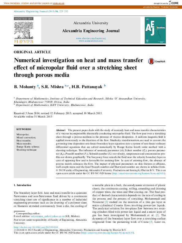 Numerical investigation on heat and mass transfer effect of micropolar ...