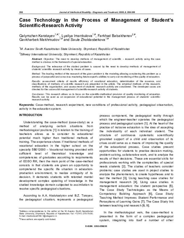 (PDF) Case Technology in the Process of Management of Student's ...