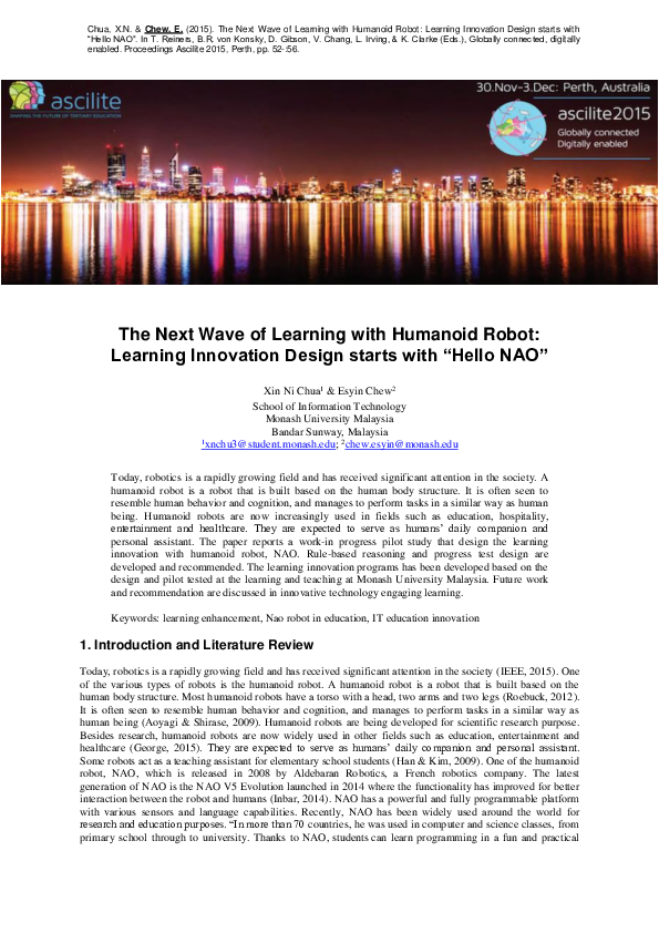 (PDF) The Next Wave of Learning with Humanoid Robot: Learning ...