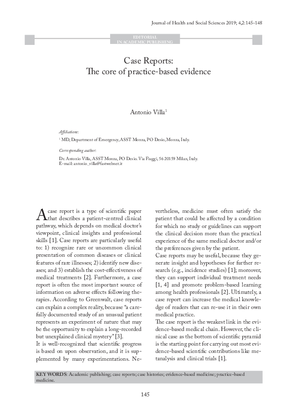 (PDF) Case Reports: The core of practice-based evidence