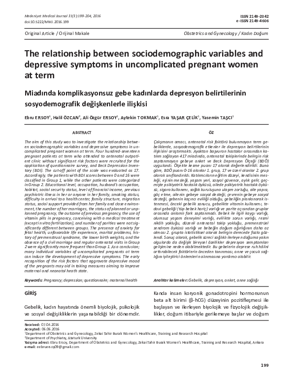 (PDF) The relationship between socio-demographic variables, job ...