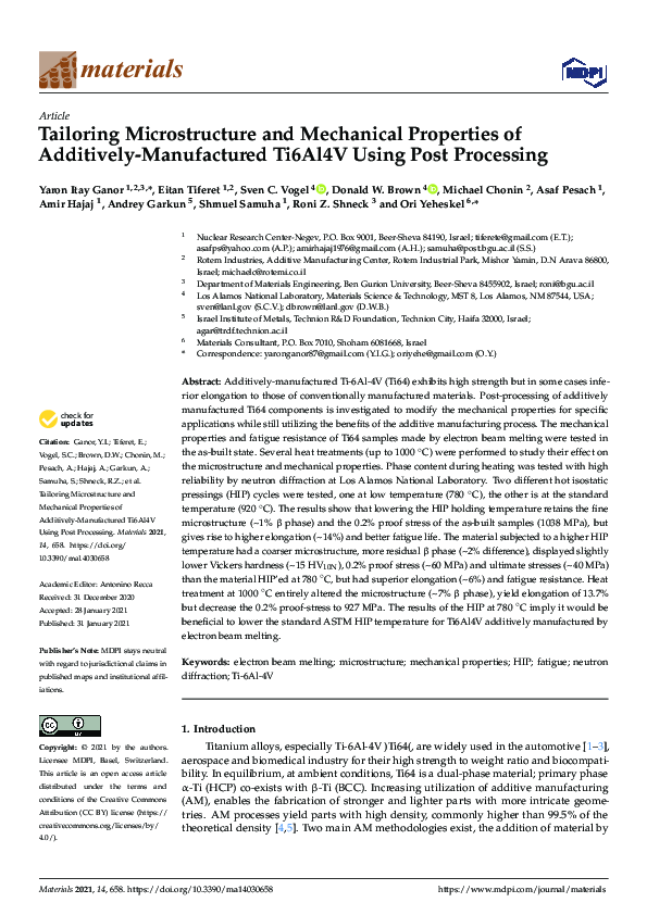 (PDF) Tailoring Microstructure and Mechanical Properties of Additively ...