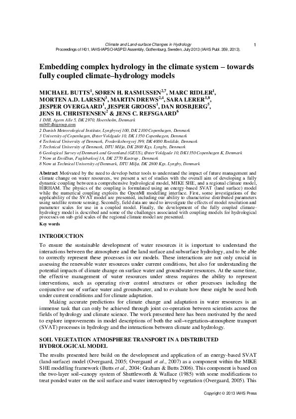 (PDF) Embedding complex hydrology in the climate system–towards fully ...