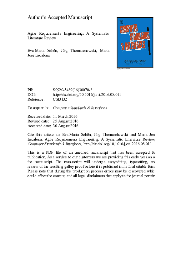 (PDF) Agile Requirements Engineering: A systematic literature review