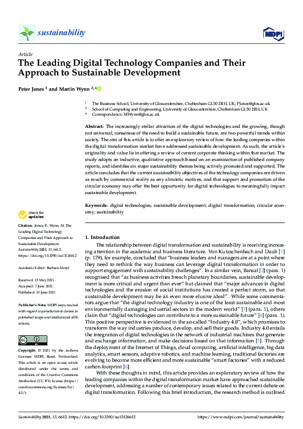 (PDF) The Leading Digital Technology Companies and Their Approach to ...