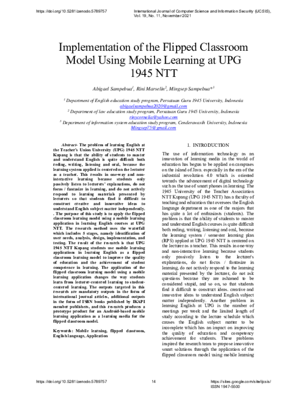 (PDF) Implementation of the Flipped Classroom Model Using Mobile ...