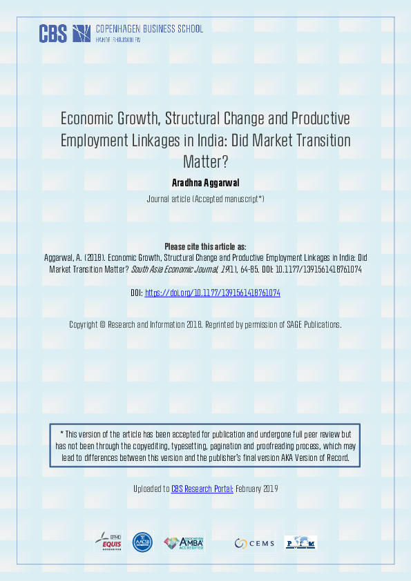 (PDF) Economic Growth, Structural Change and Productive Employment ...