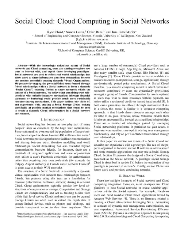 (PDF) Social cloud: Cloud computing in social networks