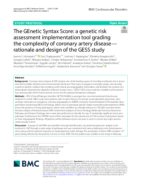 (PDF) The GEnetic Syntax Score: a genetic risk assessment ...