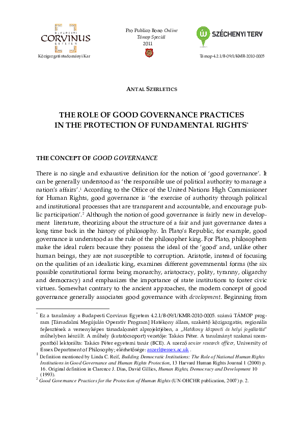 (PDF) THE ROLE OF GOOD GOVERNANCE PRACTICES IN THE PROTECTION OF ...