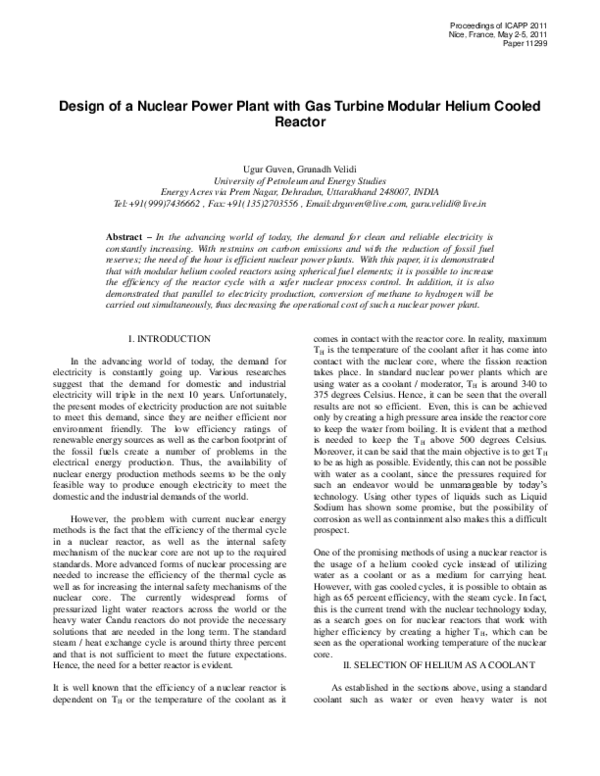 (PDF) Design of a Nuclear Power Plant with Gas Turbine Modular Helium ...