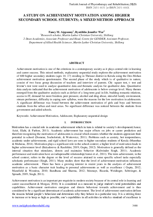 (PDF) A Study on Achievement Motivation Among Higher Secondary School ...
