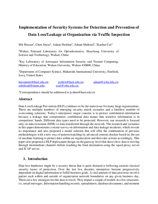 (PDF) Implementation of Security Systems for Detection and Prevention ...