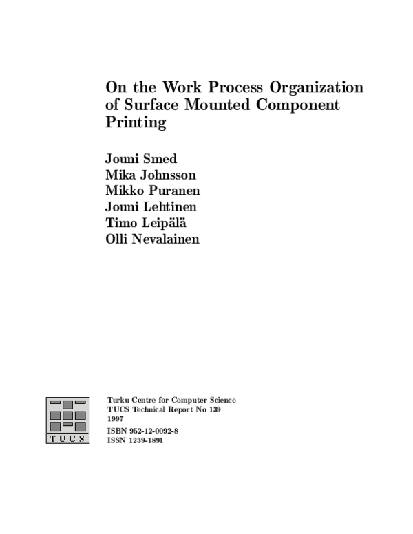 (PDF) On the Work Process Organization of Surface Mounted Component ...