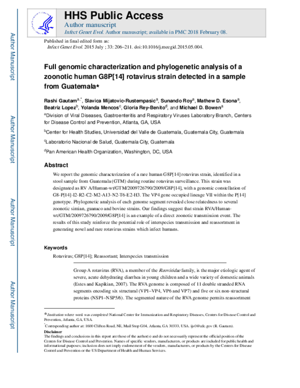 (PDF) Full genomic characterization and phylogenetic analysis of a ...