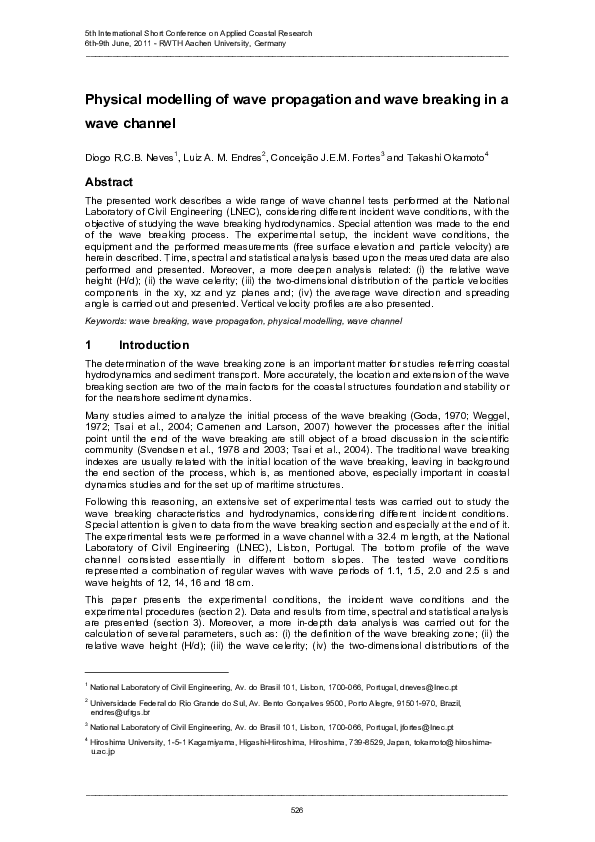 (PDF) Physical modelling of wave propagation and wave breaking in a ...