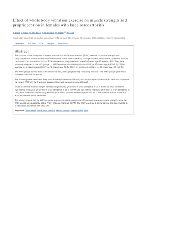 (PDF) Effect of whole body vibration exercise on muscle strength and ...