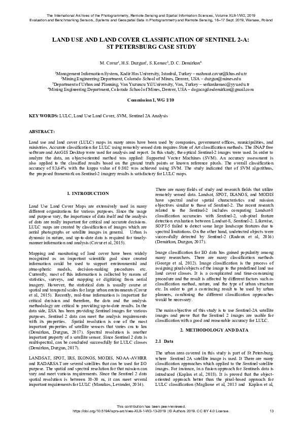 (PDF) Land Use and Land Cover Classification of Sentinel 2-A: ST ...