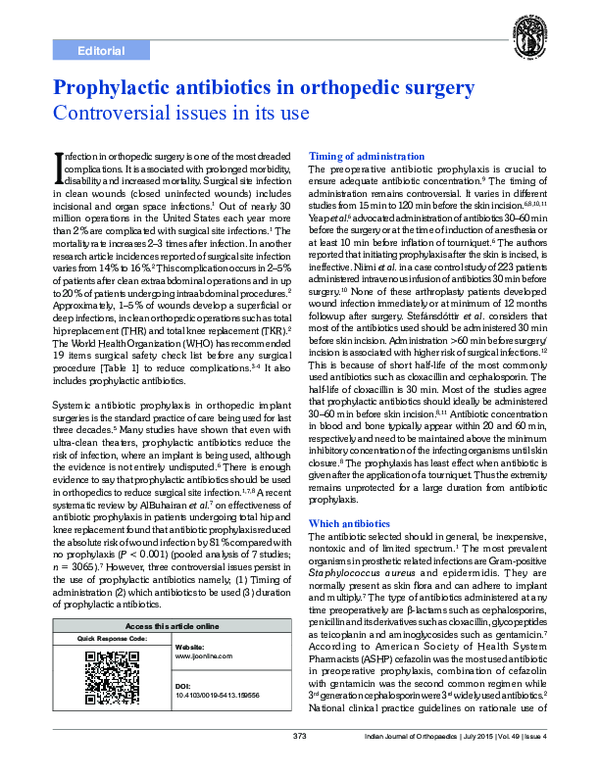 (PDF) Prophylactic antibiotics in orthopedic surgery Rehan Haq