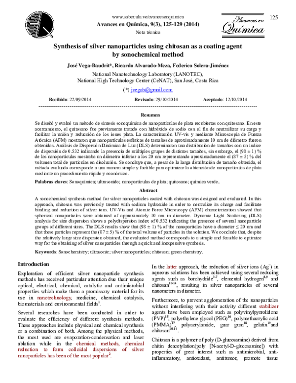 (PDF) Synthesis of silver nanoparticles using chitosan as a coating ...